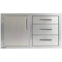 Alfresco Grills 32-Inch Stainless Steel Left-Hinged Access Door & Triple Drawer Combo With Soft-Close Hardware