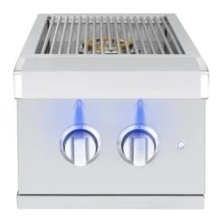 American Made Grills Atlas 28,000 BTU Built-In Natural Gas Double Side Burner With Stainless Steel Lid -BBQ Haven Shop American Made Grills Atlas 28 000 BTU Built In Gas Double Side Burner with Stainless Steel Lid Front Open