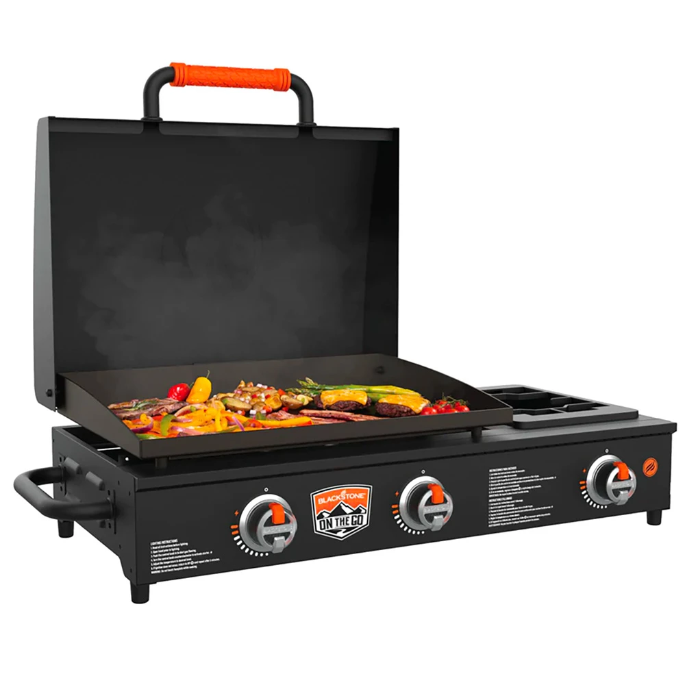 BBQ Haven Shop -BBQ Haven Shop Blackstone Griddle On the Go 22 Inch 2 Burner Tabletop Propane Gas Commercial Style Flat Top Griddle Rangetop Combo with Hood 1860