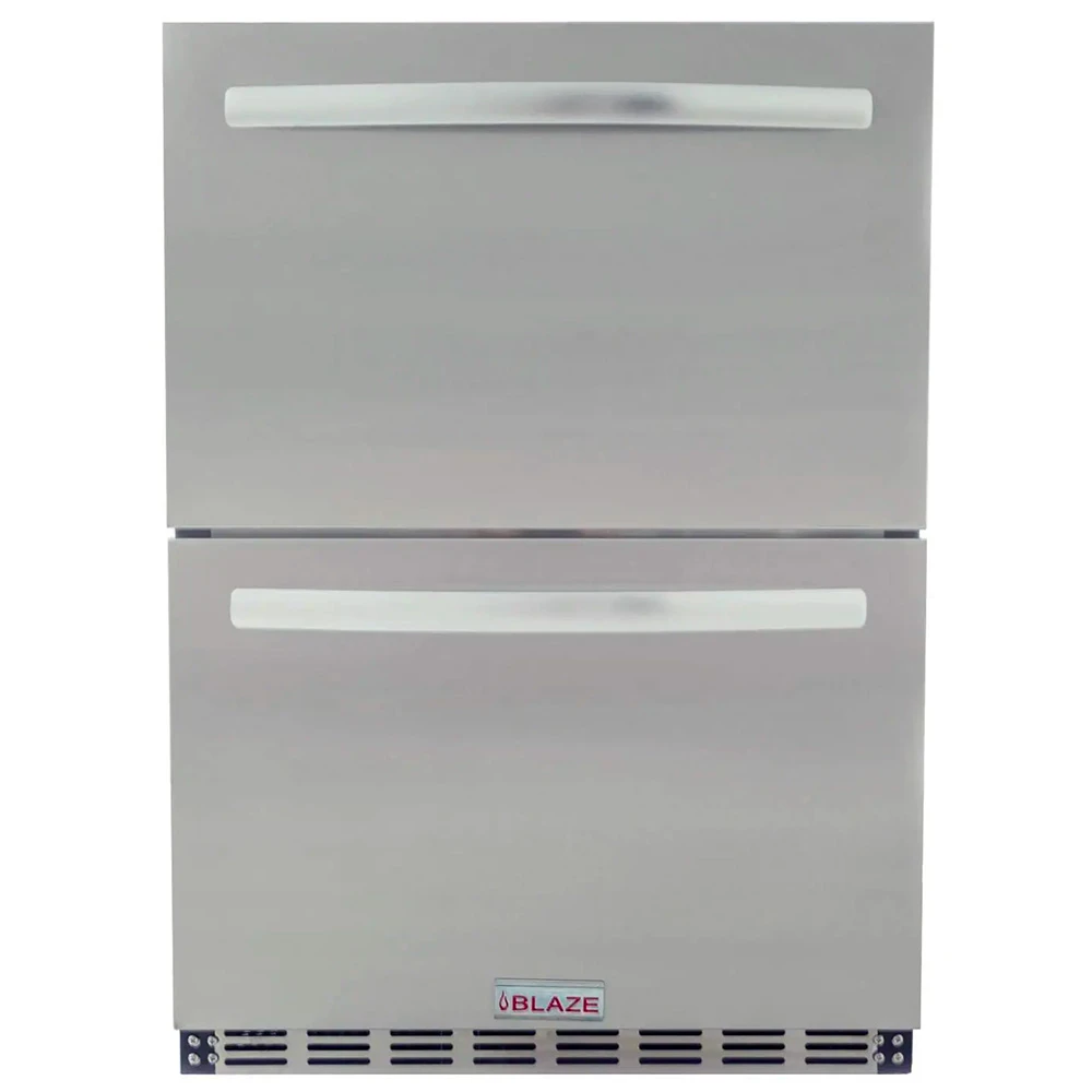 Blaze Grills 24-Inch 5.1 Cu. Ft. Capacity Stainless Steel Outdoor Rated Double Drawer Refrigerator 1 Blaze Grills 24-Inch 5.1 Cu. Ft. Capacity Stainless Steel Outdoor Rated Double Drawer Refrigerator