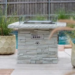 Blazing Beats 38-Inch 120,000 BTU Propane Gas Square Fire Table With Bluetooth Speaker - Gala