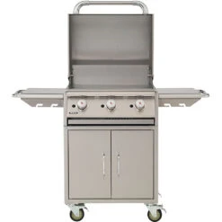 Bull BBQ 24-Inch 3-Burner Freestanding Natural Gas Commercial Style Flat Top Griddle -BBQ Haven Shop Bull BBQ 24 Inch Freestanding Propane Gas Commercial Style Flattop Griddle 73008 Front Open