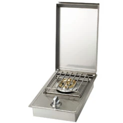 Bull BBQ Bullet 15,000 BTU Drop-In Propane Gas Single Side Burner With Removable Hinged Lid