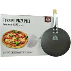 Chicago Brick Oven Aluminum 9-Inch Diameter Round Turning Pizza Peel With Detachable Wooden Handle -BBQ Haven Shop Chicago Brick Oven Aluminum 9 Inch Diameter Round Turning Pizza Peel with Detachable Wooden Handle CBO A PZA PEL TRN 9 Box
