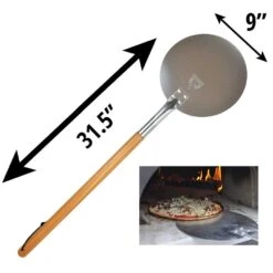 Chicago Brick Oven Aluminum 9-Inch Diameter Round Turning Pizza Peel With Detachable Wooden Handle -BBQ Haven Shop Chicago Brick Oven Aluminum 9 Inch Diameter Round Turning Pizza Peel with Detachable Wooden Handle CBO A PZA PEL TRN 9 Measurements