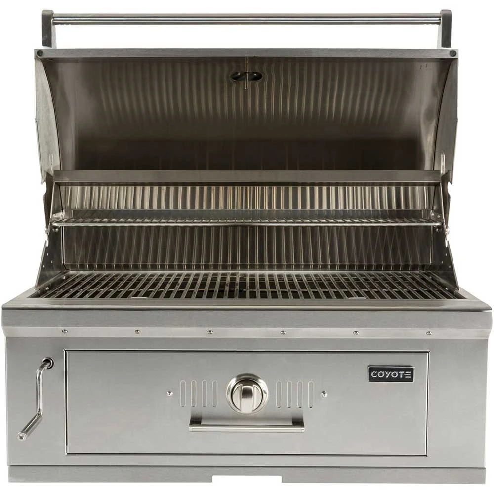 Coyote 36-Inch Built-In Stainless Steel Charcoal Grill With Adjustable Charcoal Tray 1 Coyote 36-Inch Built-In Stainless Steel Charcoal Grill With Adjustable Charcoal Tray