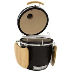 Coyote 18-Inch Asado Ceramic Kamado Grill -BBQ Haven Shop Coyote Grill Asado Ceramic Kamado Grill C1CHCS Side View Shelves Up