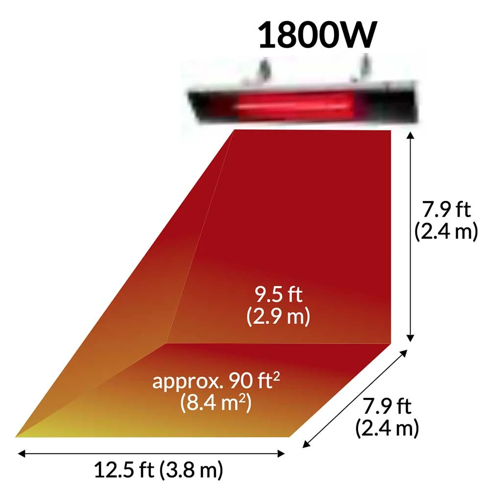 Dimplex Heat-IR Series Indoor/Outdoor 35-Inch 1800W Single Element Electric Infrared Wall-Mounted Patio Heater - 240V - Stainless Steel 2 Dimplex Heat-IR Series Indoor/Outdoor 35-Inch 1800W Single Element Electric Infrared Wall-Mounted Patio Heater - 240V - Stainless Steel - Image 2