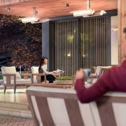 Dimplex DSH-IR Series Indoor/Outdoor 23-Inch 2000W Single Element Electric Infrared Wall-Mounted Patio Heater - 240V - Stainless Steel -BBQ Haven Shop Dimplex Indoor Outdoor 2000W Single Element Electric Infrared Patio Heater 240V DSH20W Lifestyle