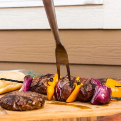 Drip EZ 3-Piece Grilling Tool Set With Stainless Body And Rosewood Handles - Spatula, Tongs, And Fork -BBQ Haven Shop Drip EZ 3 Piece Grilling Tool Set with Stainless Body and Rosewood Handles Spatula Tongs and Fork TS 1 Fork