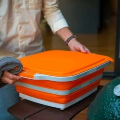 Drip EZ BBQ Prep Tub - Original Size - Orange - 16-Inches By 20-Inches -BBQ Haven Shop Drip EZ Original Orange BBQ Prep Tub