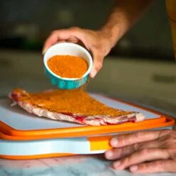 Drip EZ BBQ Prep Tub - Extra Large Size - Orange - 16-Inches By 22-Inches -BBQ Haven Shop Drip EZ Original Orange BBQ Prep Tub cutting board 2