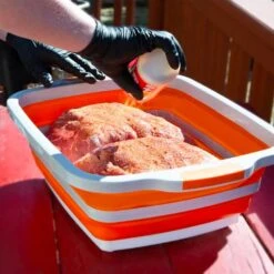 Drip EZ BBQ Prep Tub - Extra Large Size - Orange - 16-Inches By 22-Inches -BBQ Haven Shop Drip EZ Original Orange BBQ Prep Tub large 2