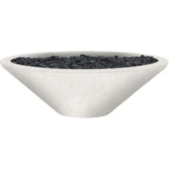 Prism Hardscapes Embarcadero Pedestal 31-Inch Round 65,000 BTU Natural Gas Fire Pit Bowl - Ultra White