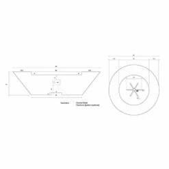 Prism Hardscapes Embarcadero 60-Inch Round 125,000 BTU Propane Gas Fire Pit Bowl - Ultra White -BBQ Haven Shop Embarcadero 60 diagramv2 scaled 1