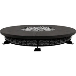 Prism Hardscapes Fuego 89-Inch 125,000 BTU Natural Gas Round Fire Pit Table - Ebony