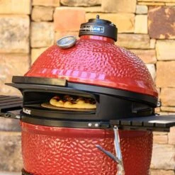 Kamado Joe DoJoe Kamado Pizza Oven System - Fits Kamado Joe 24-Inch Big Joe Grills -BBQ Haven Shop Kamado Joe Big Joe DoJoe Kamado Pizza Oven System BJ DJ Lifestyle Detail Side View