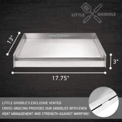 Little Griddle Sizzle-Q Full-Size 18-Inch X 13-Inch Stainless Steel BBQ Griddle -BBQ Haven Shop Little Griddle Sizzle Q Full Size 18 Inch x 13 Inch Stainless Steel BBQ Griddle SQ180 Dimensions