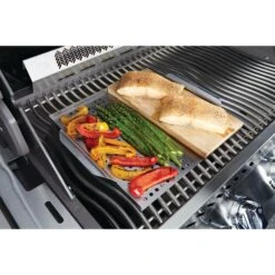 Napoleon Stainless Steel Multi-functional Topper With Cedar Plank -BBQ Haven Shop Low Res JPG 70026 in use plank