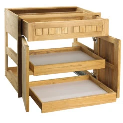 Pacific Teak Millworks Cottage Style 30-Inch Teak Wood Door & Drawer Combo With Roll-Out Trays