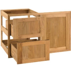 Pacific Teak Millworks Shaker Style 36-Inch Teak Wood Right-Hinged Access Door & Double Drawer Combo