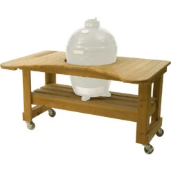 Primo Curved Cypress Kamado Table For Primo Large Round Kamado