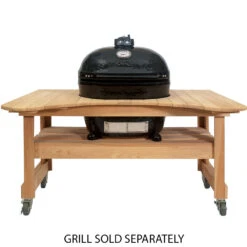 Primo Curved Cypress Kamado Table For Primo Oval XL With Ceramic Feet -BBQ Haven Shop Primo Curved Cypress Kamado Table for Primo Oval XL 600 With Grill Not Included
