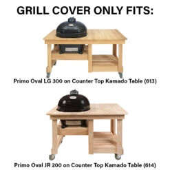 Primo Grill Cover For Oval LG 300 And Oval JR 200 On Counter Top Cypress Kamado Table -BBQ Haven Shop Primo Grill Cover for Oval LG 300 and Oval JR 200 on Counter Top Cypress Kamado Table 423 Grill Cover Will Fit