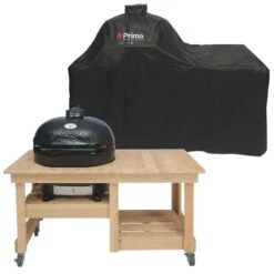 Primo Grill Cover For Oval XL 400 On Counter Top Cypress Kamado Table