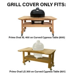 Primo Premium Grill Cover For Table-Mounted Primo Grills - Fits Primo Oval XL 400 And Oval LG 300 On Curved Cypress Kamado Table -BBQ Haven Shop Primo Premium Grill Cover for Table Mounted Primo Grills Fits Primo Oval XL 400 and Oval LG 300 on Curved Cypress Kamado Table Grill Cover Will Fit
