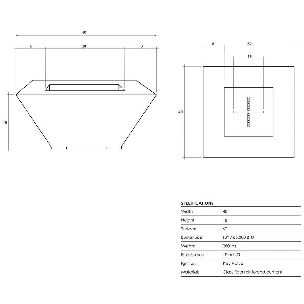 Prism Hardscapes Lombard 40-Inch 65,000 BTU Natural Gas Square Fire Pit Table - Coastal 3 Prism Hardscapes Lombard 40-Inch 65,000 BTU Natural Gas Square Fire Pit Table - Coastal - Image 3