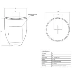 Prism Hardscapes Pentola 3 24-Inch Round 65,000 BTU Propane Gas Fire Pit Bowl - Coastal -BBQ Haven Shop Prism Hardscapes Fire Pits Pentola 3 PH 403 4LP 24 Inch Round 65 000 BTU Propane Gas Fire Pit Bowl Pewter Specs
