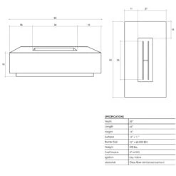 Prism Hardscapes Tavola 4 66-Inch 65,000 BTU Natural Gas Rectangular Fire Pit Table - Pewter 12 Prism Hardscapes Tavola 4 66-Inch 65,000 BTU Natural Gas Rectangular Fire Pit Table - Pewter -BBQ Haven Shop Prism Hardscapes Fire Pits Tavola 4 PH 408 4NG 66 Inch 65 000 BTU Natural Gas Rectangular Fire Pit Table Spec 1
