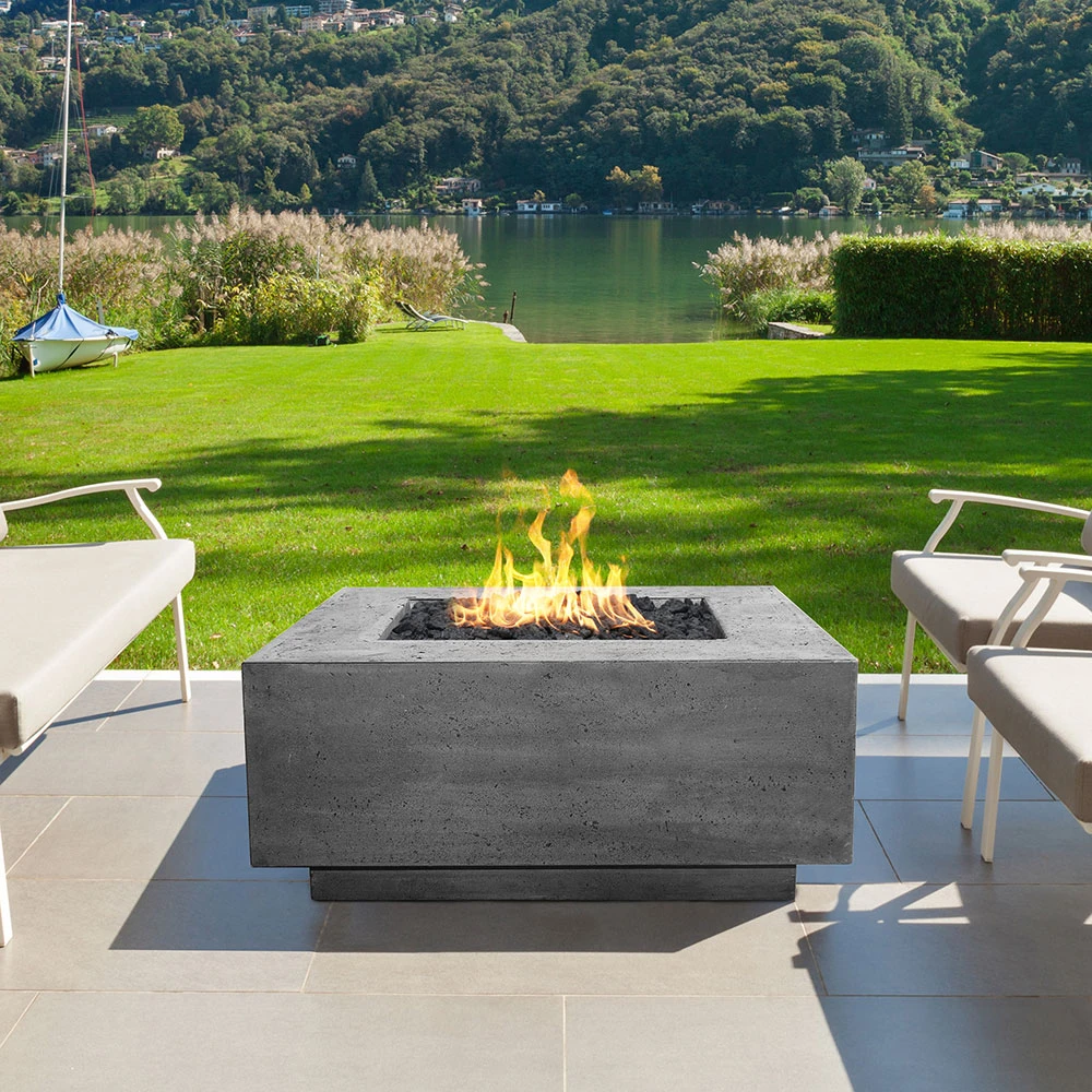 Prism Hardscapes Tavola 42 42-Inch 65,000 BTU Propane Gas Square Fire Pit Table - Pewter 2 Prism Hardscapes Tavola 42 42-Inch 65,000 BTU Propane Gas Square Fire Pit Table - Pewter - Image 2