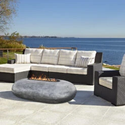 Prism Hardscapes Pebble 56-Inch 65,000 BTU Propane Gas Fire Pit Bowl - Natural 12 Prism Hardscapes Pebble 56-Inch 65,000 BTU Propane Gas Fire Pit Bowl - Natural -BBQ Haven Shop Prism Hardscapes Pebble 56 Inch Gas Fire Pit Bowl Lifestyle PH 410 4NG