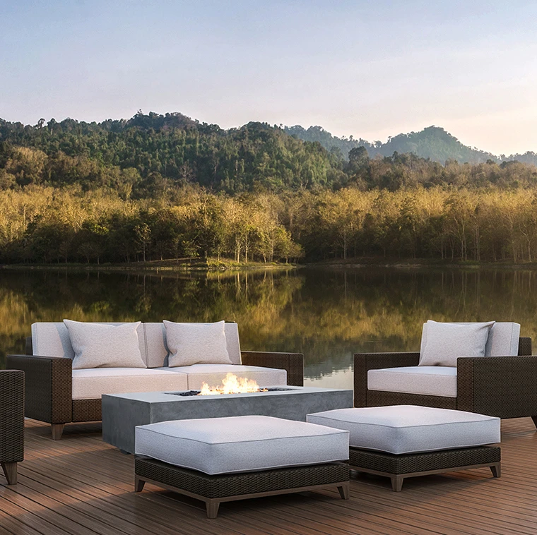 Prism Hardscapes Tavola 4 66-Inch 65,000 BTU Natural Gas Rectangular Fire Pit Table - Pewter 5 Prism Hardscapes Tavola 4 66-Inch 65,000 BTU Natural Gas Rectangular Fire Pit Table - Pewter - Image 5