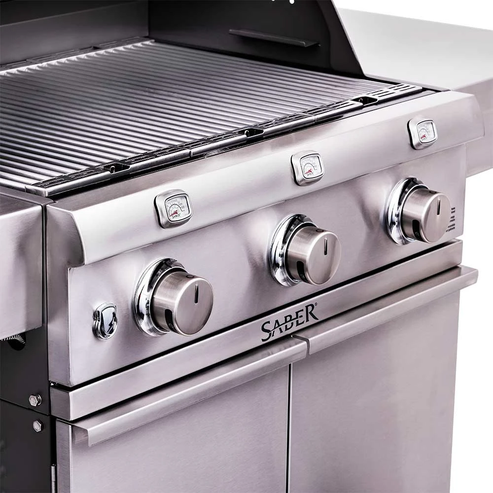 Saber Grills Cast Stainless 500 32-Inch 3-Burner Freestanding Infrared Propane Gas Grill With Single Ring Side Burner 9 Saber Grills Cast Stainless 500 32-Inch 3-Burner Freestanding Infrared Propane Gas Grill With Single Ring Side Burner - Image 9