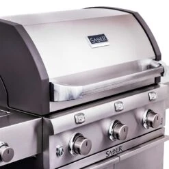 Saber Grills Cast Stainless 500 32-Inch 3-Burner Freestanding Infrared Propane Gas Grill With Single Ring Side Burner 17 Saber Grills Cast Stainless 500 32-Inch 3-Burner Freestanding Infrared Propane Gas Grill With Single Ring Side Burner -BBQ Haven Shop Saber Grills Cast Stainless 500 3 Burner Freestanding Gas Grill R50CC0317 Hood Detail