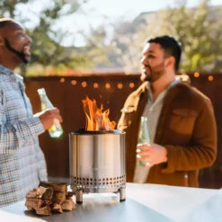 Solo Stove Mesa XL 7-Inch Round Stainless Steel Wood Burning Tabletop Fire Pit - Bone -BBQ Haven Shop Solo Stove Mesa XL 7 Inch Round Stainless Steel Wood Burning Tabletop Fire Pit Stainless Steel Lifestyle 1