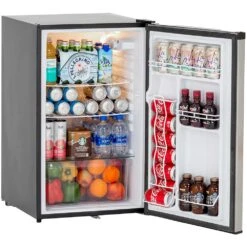 Summerset Grills 21-Inch 4.5 Cu. Ft. Capacity Stainless Steel Refrigerator With Locking Door & Towel Bar Handle - Right Hinge -BBQ Haven Shop Summerset Grills SSRFR 21D 21 Inch 4 5 Cu Ft Capacity Stainless Steel Refrigerator with Locking Door Towel Bar Handle Right Hinge Side View Full