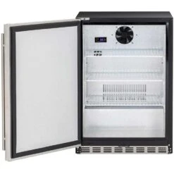 Summerset Grills 24-Inch 5.3 Cu. Ft. Capacity Outdoor Rated Refrigerator With Locking Door & Towel Bar Handle - Left Hinge -BBQ Haven Shop Summerset Grills SSRFR 24SR 24 Inch 5 3 Cu Ft Capacity Stainless Steel Outdoor Rated Refrigerator with Locking Door Towel Bar Handle Left Hinge Open