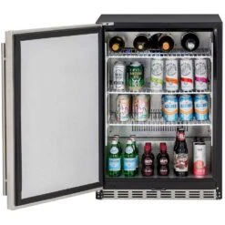 Summerset Grills 24-Inch 5.3 Cu. Ft. Capacity Outdoor Rated Refrigerator With Locking Door & Towel Bar Handle - Left Hinge