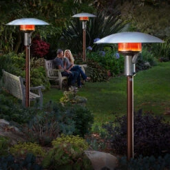 Sunglo 50,000 BTU Natural Gas Permanent Post-Mount 24-Volt Patio Heater With Standing Pilot - Black -BBQ Haven Shop Sunglo 50000 BTU Natural Gas Permanent Post Mount 24 Volt Patio Heater with Electronic Ignition Black PSA265VE Lifestyle