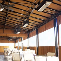 Sunpak TSH 48-Inch 34,000 BTU Natural Gas Two-Stage Infrared Patio Heater With Remote - Powder Coated Black -BBQ Haven Shop Sunpak TSH 48 Inch 34000 BTU Natural Gas Two Stage Infrared Commercial Patio Heater with Remote Powder Coated Black S34 B TSH NAT Lifestyle 1