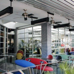 Sunpak TSH 48-Inch 34,000 BTU Natural Gas Two-Stage Infrared Patio Heater With Remote - Powder Coated Black -BBQ Haven Shop Sunpak TSH 48 Inch 34000 BTU Natural Gas Two Stage Infrared Commercial Patio Heater with Remote Powder Coated Black S34 B TSH NAT Lifestyle