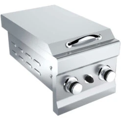 Sunstone Grill 30,000 BTU Built-In Natural Gas Double Side Burner With Removable Lid