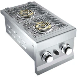 Sunstone Grill 30,000 BTU Built-In Natural Gas Double Side Burner With Removable Lid -BBQ Haven Shop Sunstone Gril Built In Natural Gas 30000 BTU Double Side Burner with Removable Lid 2CSB NG No Lid