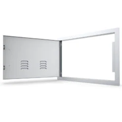 Sunstone Grill Classic Series 24-Inch Stainless Steel Left-Hinge Vented Horizontal Single Access Door -BBQ Haven Shop Sunstone Grill Classic Series 24 Inch Stainless Steel Left Hinge Vented Horizontal Single Access Door A DH1724 L Open