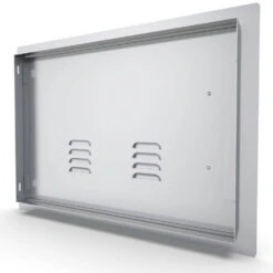 Sunstone Grill Classic Series 24-Inch Stainless Steel Left-Hinge Vented Horizontal Single Access Door -BBQ Haven Shop Sunstone Grill Classic Series 24 Inch Stainless Steel Left Hinge Vented Horizontal Single Access Door A DH1724 L Rear View Closed