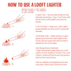 Looftlighter X Battery Powered Charcoal Lighter & Firestarter, Ignites Charcoal In Under 60 Seconds 12 Looftlighter X Battery Powered Charcoal Lighter & Firestarter, Ignites Charcoal In Under 60 Seconds -BBQ Haven Shop The Original Looftlighter Electric Charcoal Starter Ignites Charcoal in under 60 Seconds LOOFTLIGHTER How to Use a Looftlighter